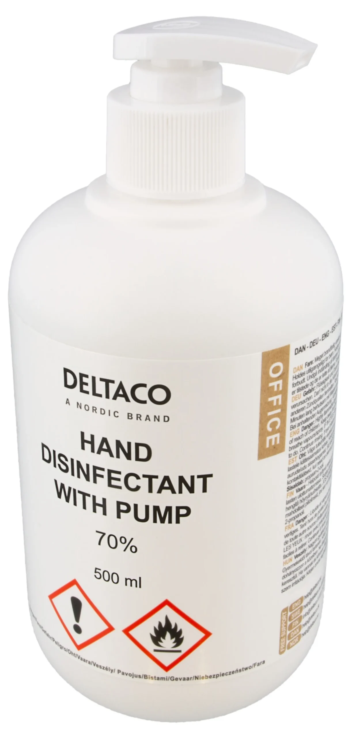 Hånddesinfektion med pumpe, Aloe Vera, 70%, 500 ml, hvid