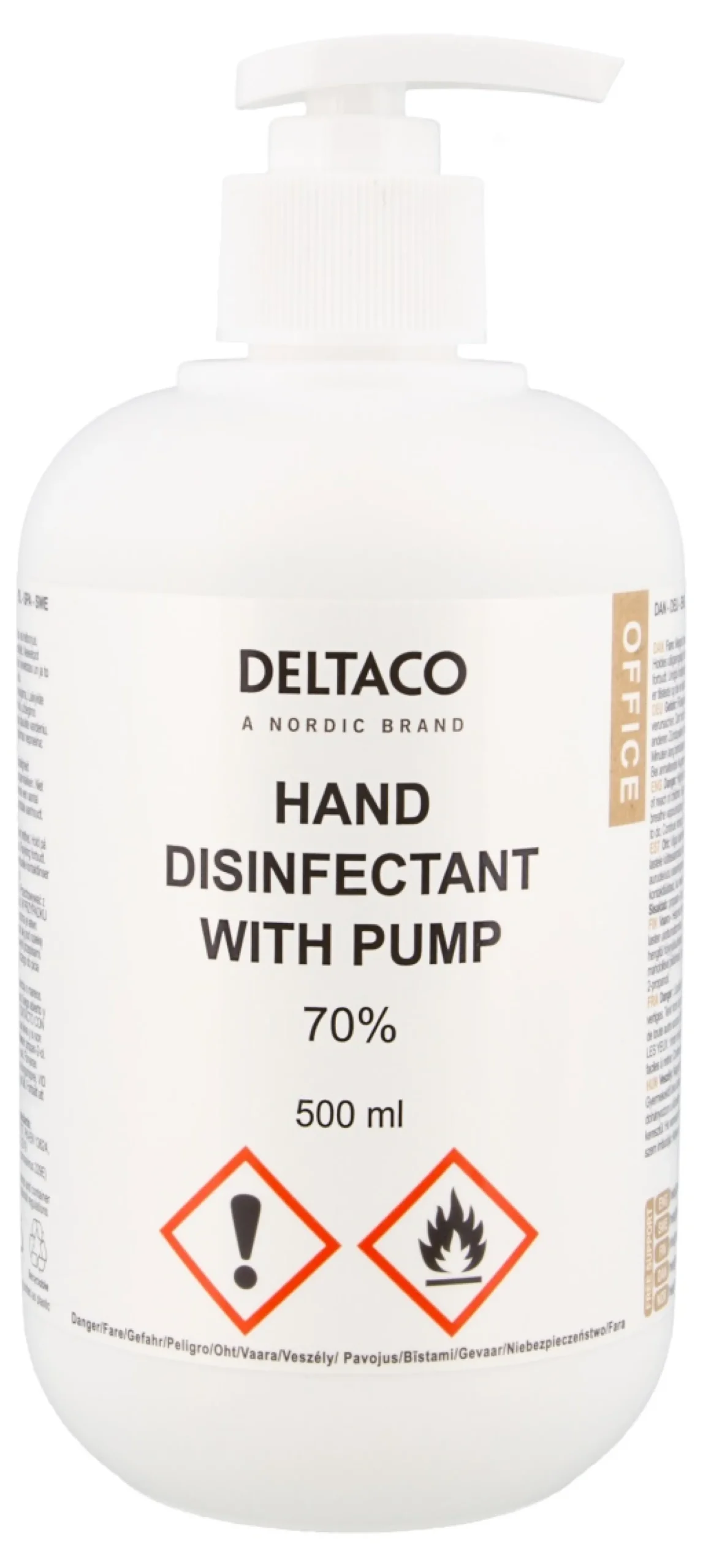 Hånddesinfektion med pumpe, Aloe Vera, 70%, 500 ml, hvid