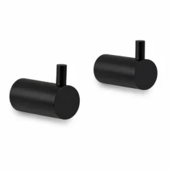 Håndklædekrog med tap, mat sort, 2 stk.
