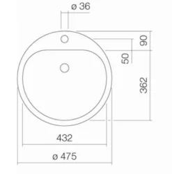 Håndvask EW3, 475-475mm, hvid