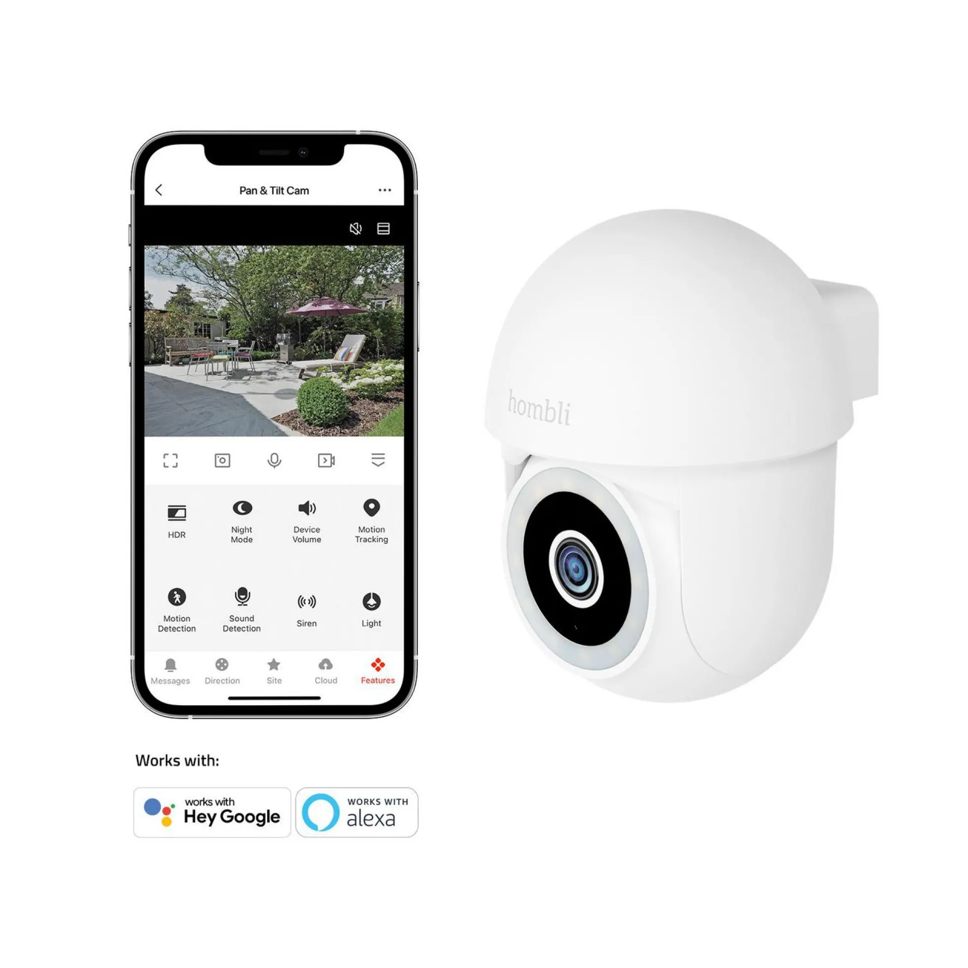Hombli Pan & Tilt Cam, 2K/4K overvågningskamera