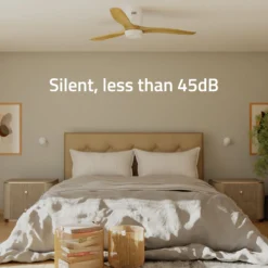 Hombli Smart Loftventilator med LED-lys, Ø132 cm, mulighed for app-styring, fjernbetjening, WiFi, hvid/lyst træ