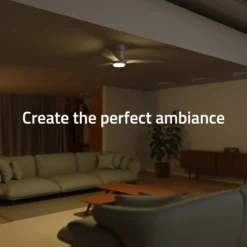 Hombli Smart Loftventilator med LED-lys, Ø132 cm, mulighed for app-styring, fjernbetjening, WiFi, hvid/hvidt træ