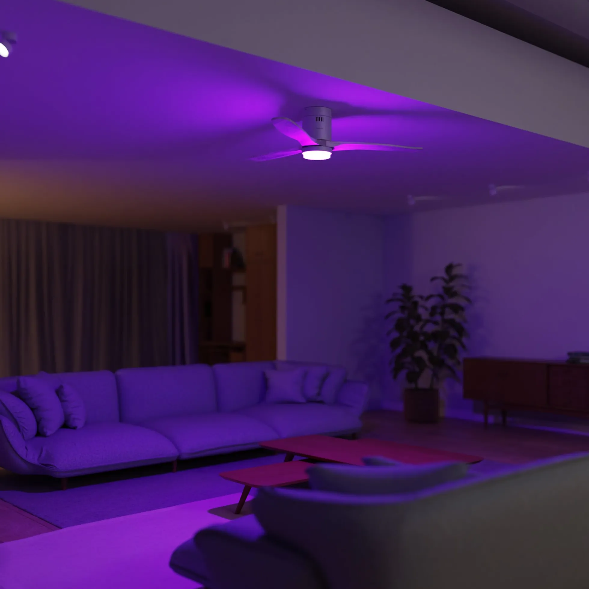 Hombli Smart Loftventilator med LED-lys, Ø132 cm, mulighed for app-styring, fjernbetjening, WiFi, hvid/hvidt træ