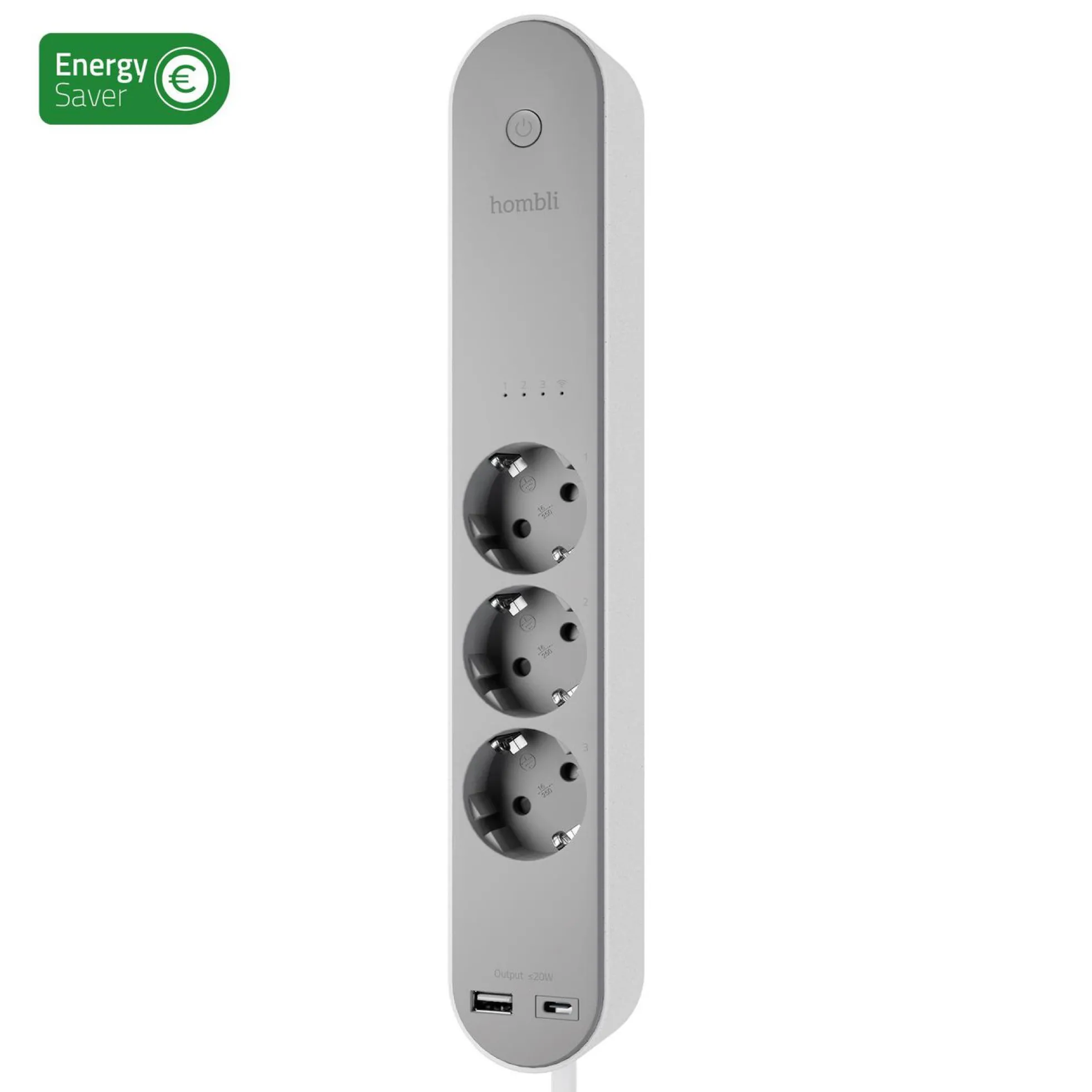 Hombli Smart Power Strip, stikdåse, 3x230V, USB-A, USB-C
