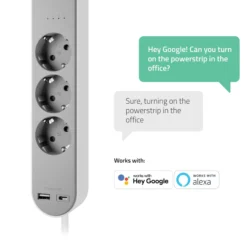 Hombli Smart Power Strip, stikdåse, 3x230V, USB-A, USB-C