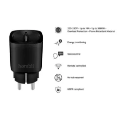 Hombli Smart Socket, smart plug, WiFi, sort - 3 pak
