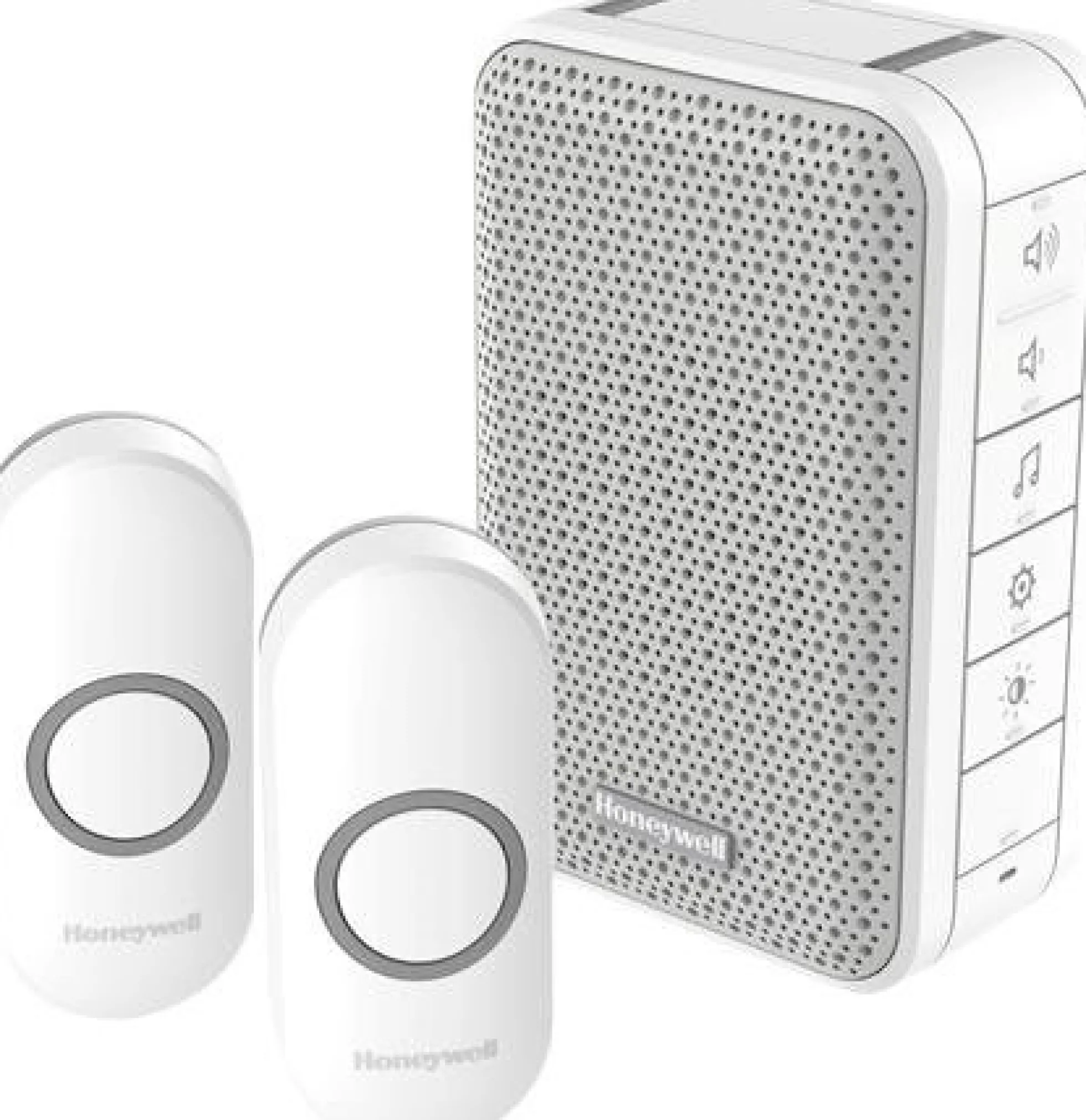 Honeywell – Trådløs dørklokke kit med LED og 2 Ringetryk, 84DB, hvid, 150 meter