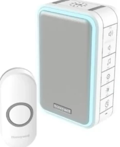 Honeywell – Trådløs dørklokke med LED med farvevalg, 84dB, hvid, 150 meter