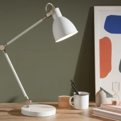 House bordlampe, 1L, hvid/stål