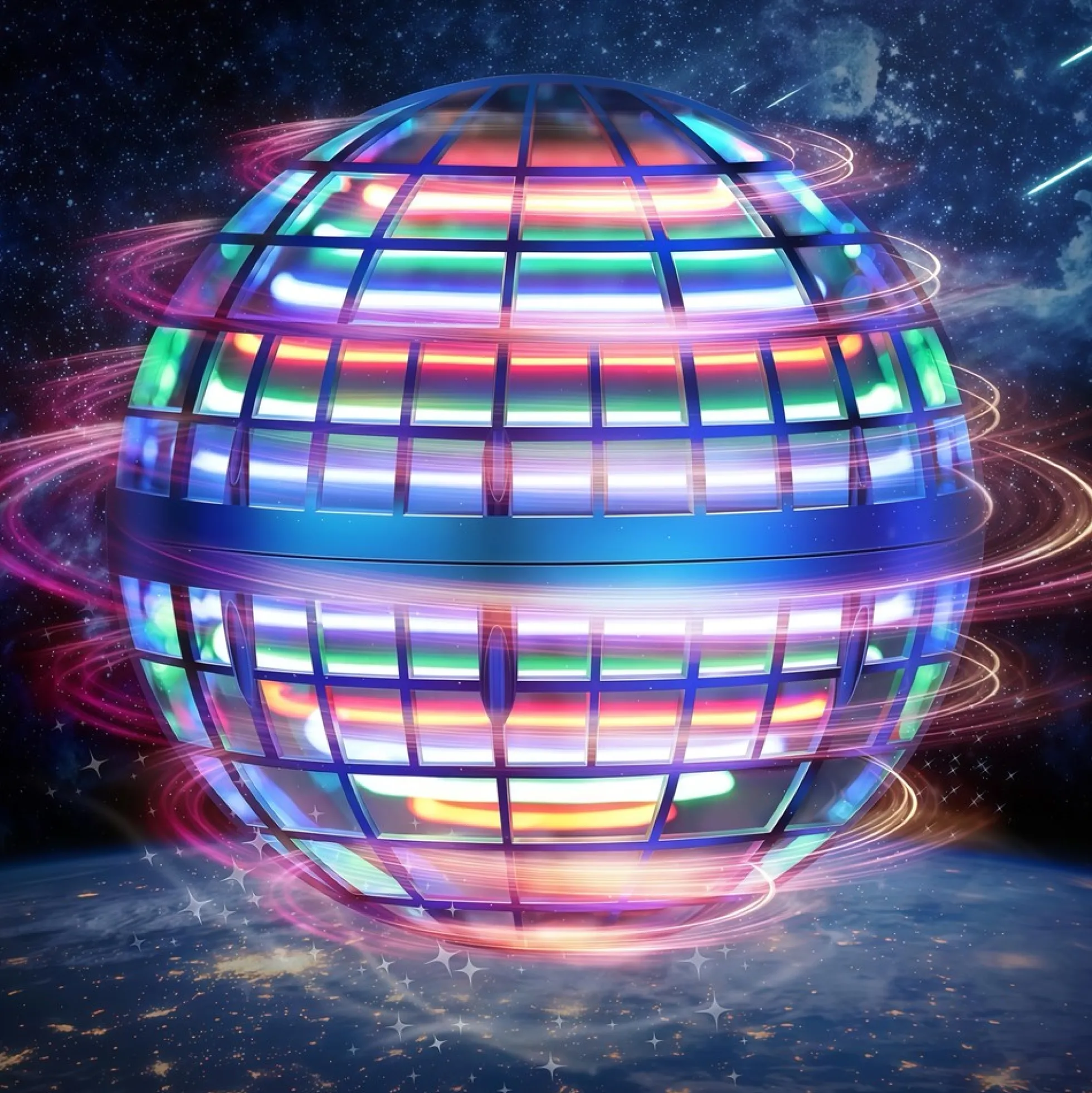 Hover Orb flyvende bold med RGB lys, Ø8,5 cm, blå