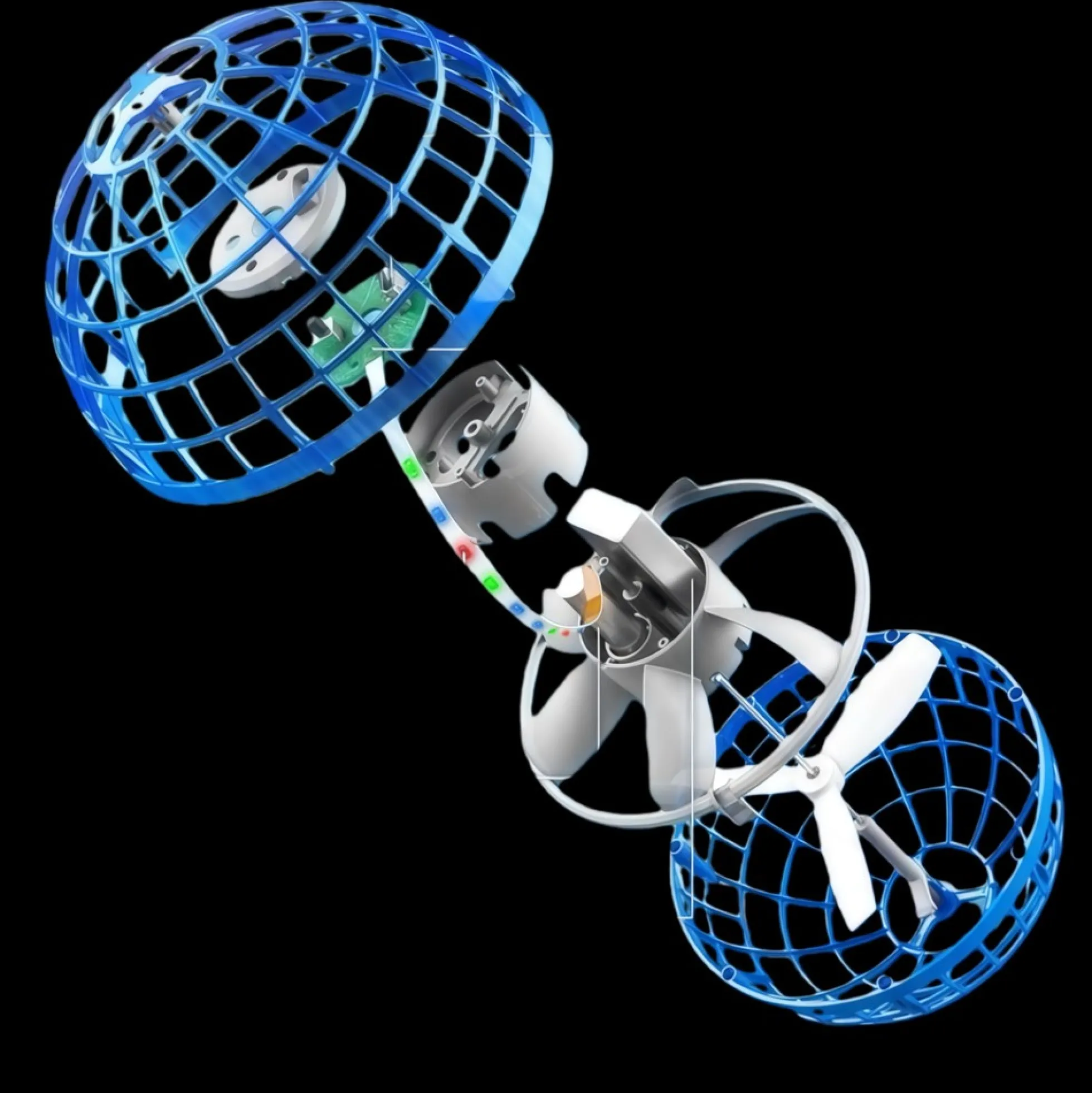 Hover Orb flyvende bold med RGB lys, Ø8,5 cm, blå