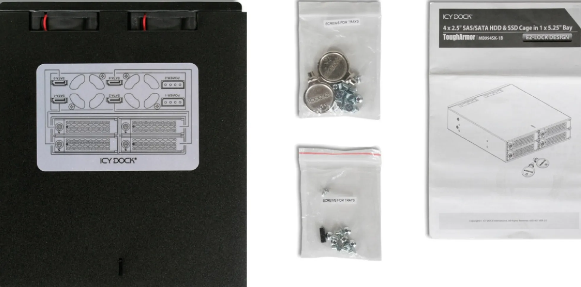 ICY DOCK internt kabinet til 4x2,5" SSD/SATA-harddiske, SAS/SATA 6Gb/s