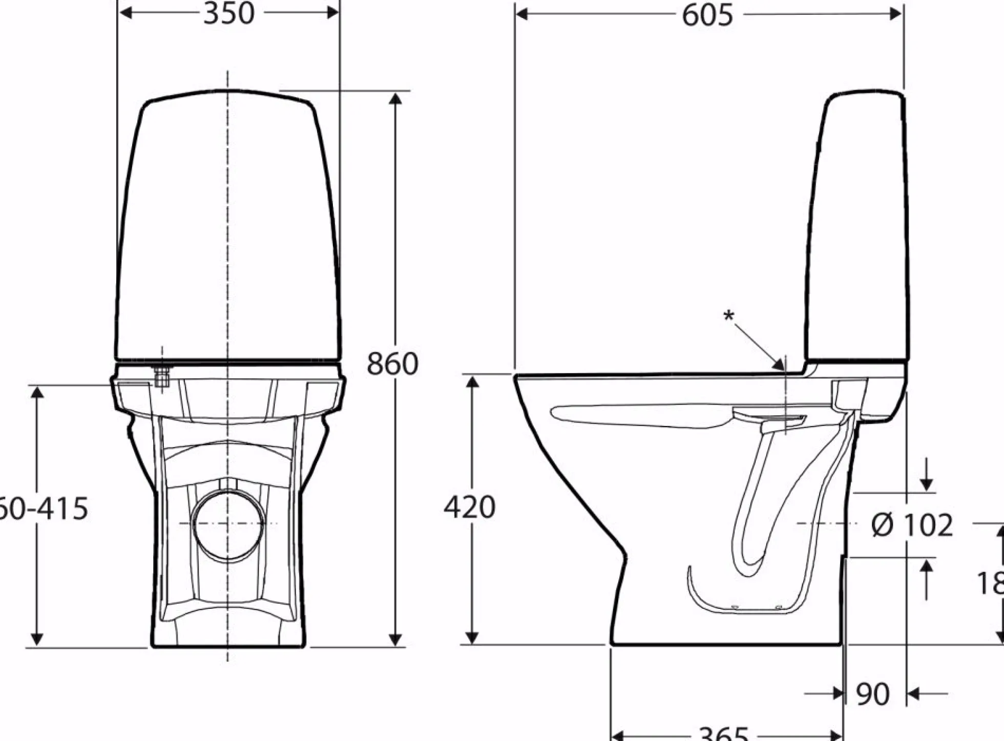 Ifö Sign gulvstående toilet, ekstra kort model