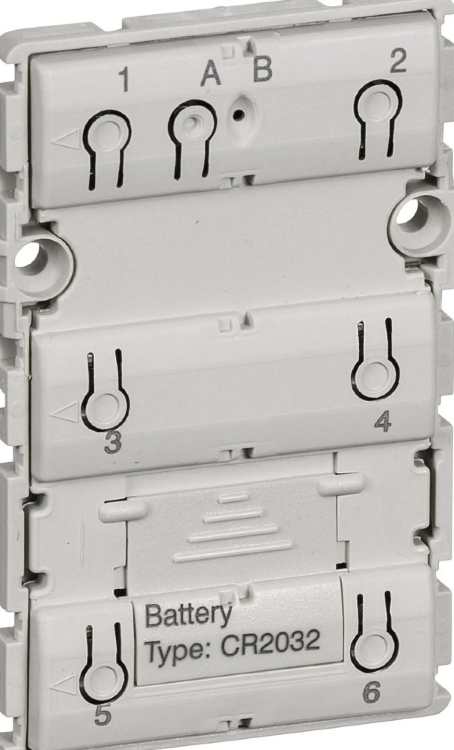IHC Wireless, FUGA batteritryk med 6 tryk (3 tangenter), 1½ modul – Lauritz Knudsen