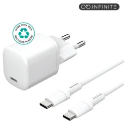 INFINITE Charger Kit, PD 20W oplader med 1,5 meter USB-C til USB-C kabel