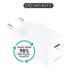 Infinite (GRS) USB-C oplader, EU PD 20W, 1 x USB-C, hvid