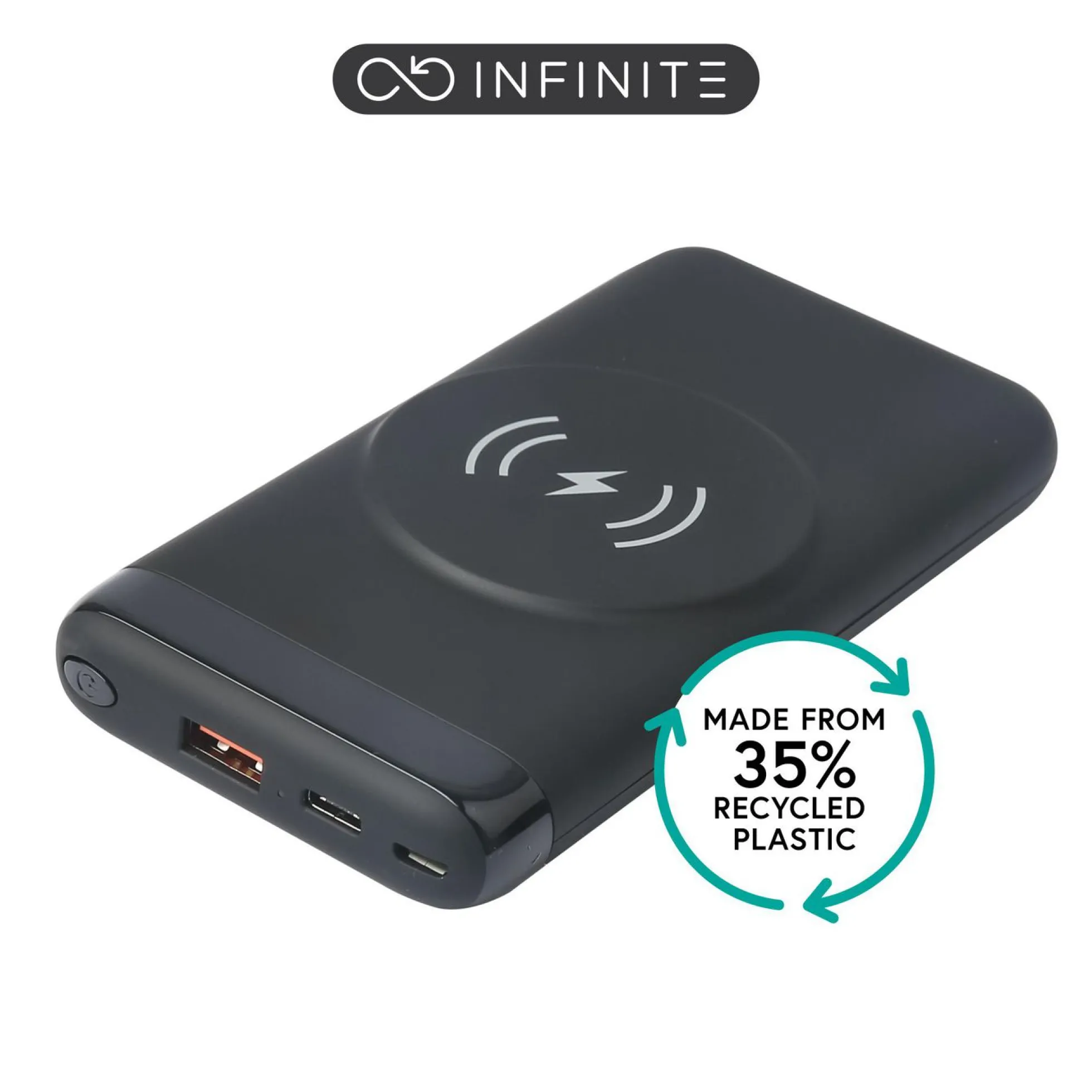 INFINITE Power Bank, 10.000 mAh, PD20W, trådløs opladning