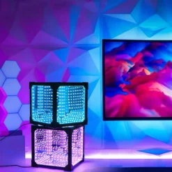Infinity Cube RGBIC, 3D lys effekt, bordlampe, inkl. fjernbetjening, USB tilslutning