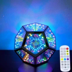 Infinity mirror light, RGBW, 9W, bordlampe, USB tilslutning, inkl. fjernbetjening
