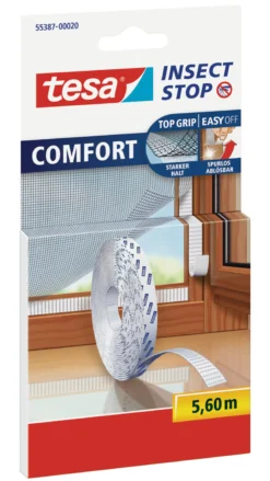 Insektnet Comfort, burretape til vindue, 5,6mx9mm, hvid - Tesa
