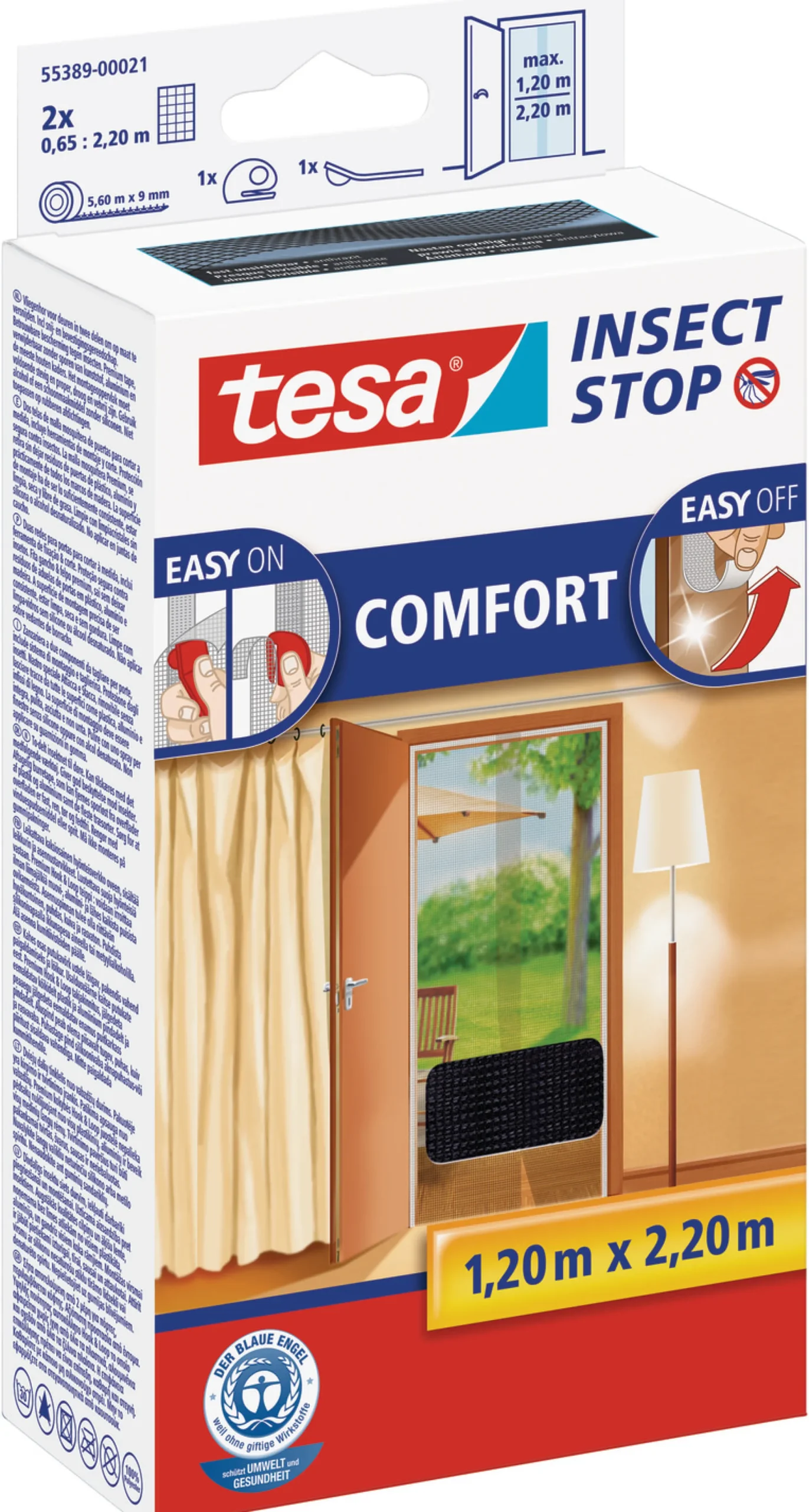 Insektnet Comfort døre, 2,2mx1,2m, sort - Tesa