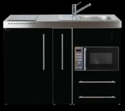 Intra PREM 120A Trend premiumline minikøkken, 1200 mm bredde, sort, enkeltkumme, højre