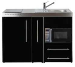 Intra PREM 120A Trend premiumline minikøkken, 1200 mm bredde, sort, enkeltkumme, højre