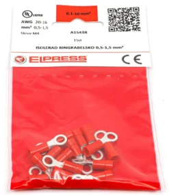 Isoleret ringkabelsko A1543R, 0,5-1,5mm², M4, rød - i poser á 15 stk.
