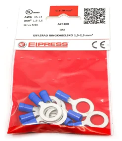 Isoleret ringkabelsko A2510R, 1,5-2,5mm², M10, blå - i poser á 10 stk.
