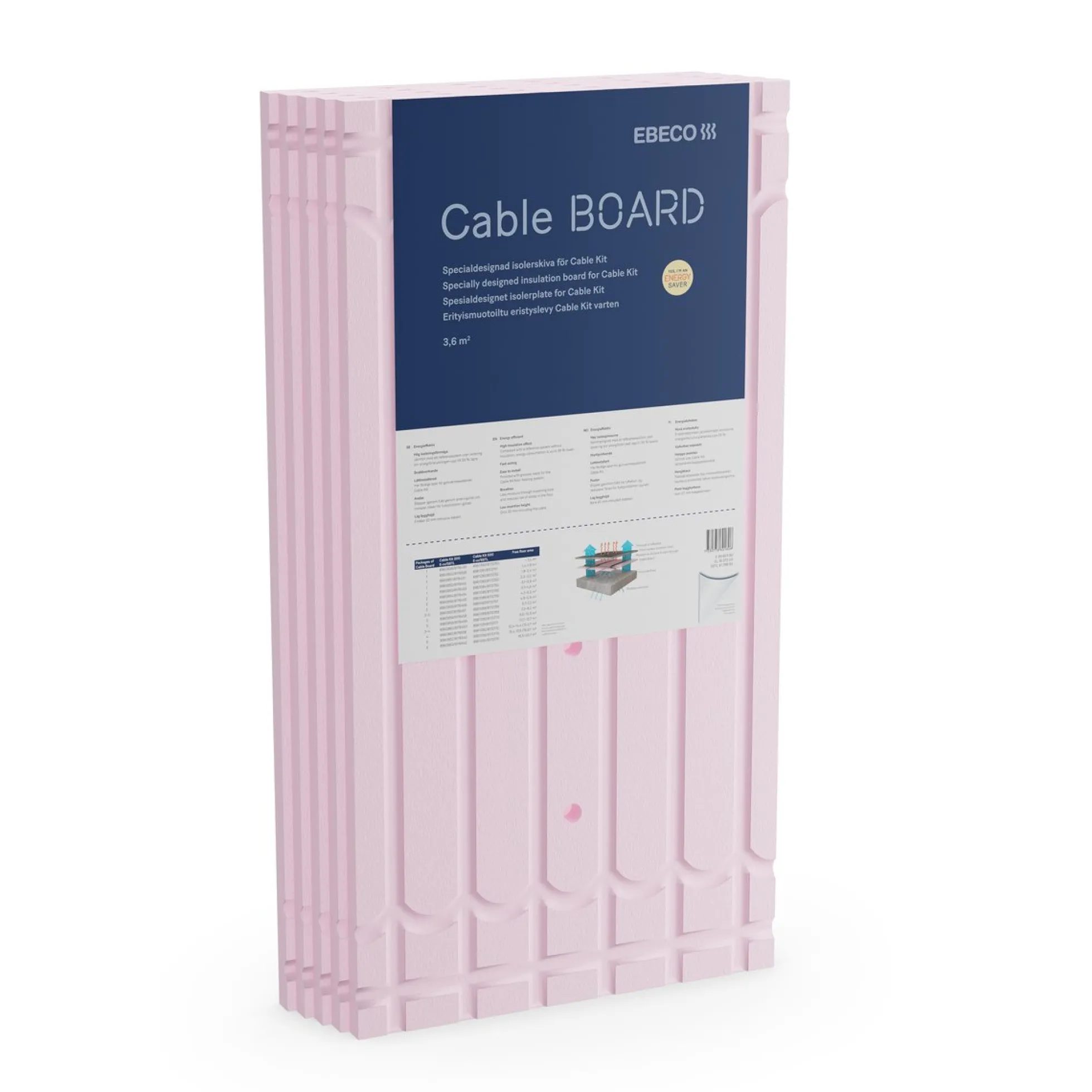 Isoleringsplade Cable Board, prefræst, til varmekabel, 3,6m²