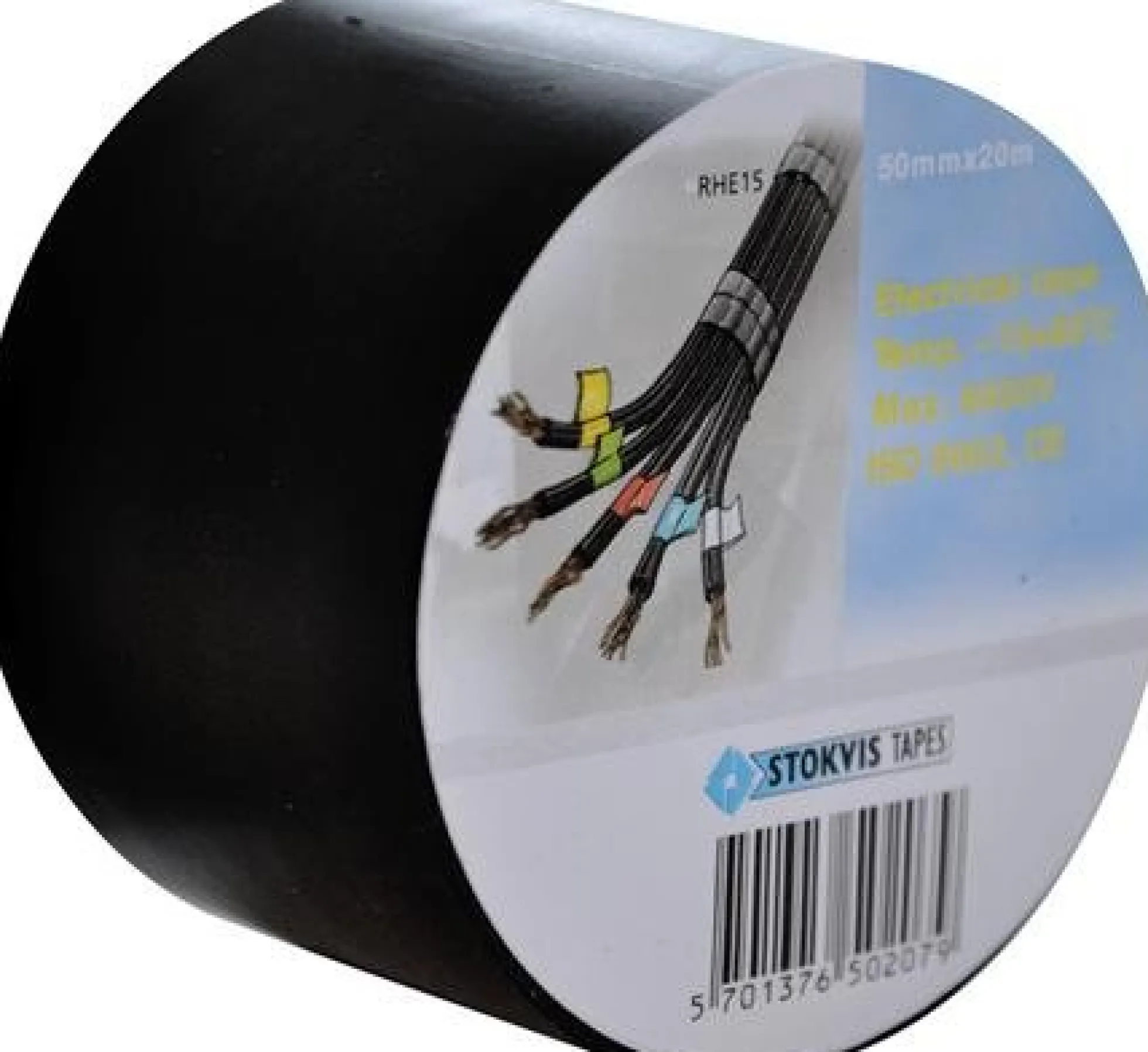 Isoleringstape, PVC, sort, 50 mm x 20 meter