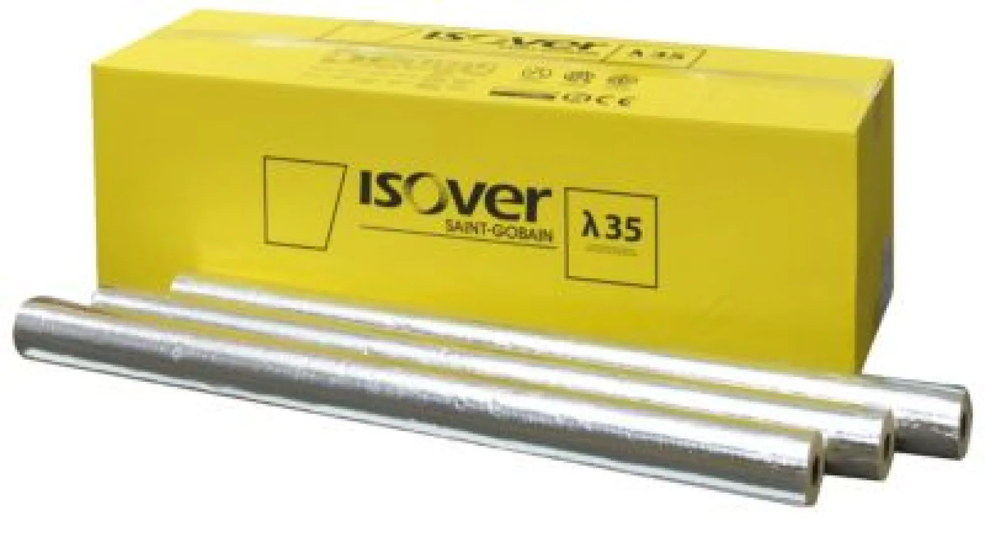 ISOVER Alu 2 (TapeLock rørskål), 76x30 mm, 1,2 meter, med alu-folie, max. 550°C, med tape