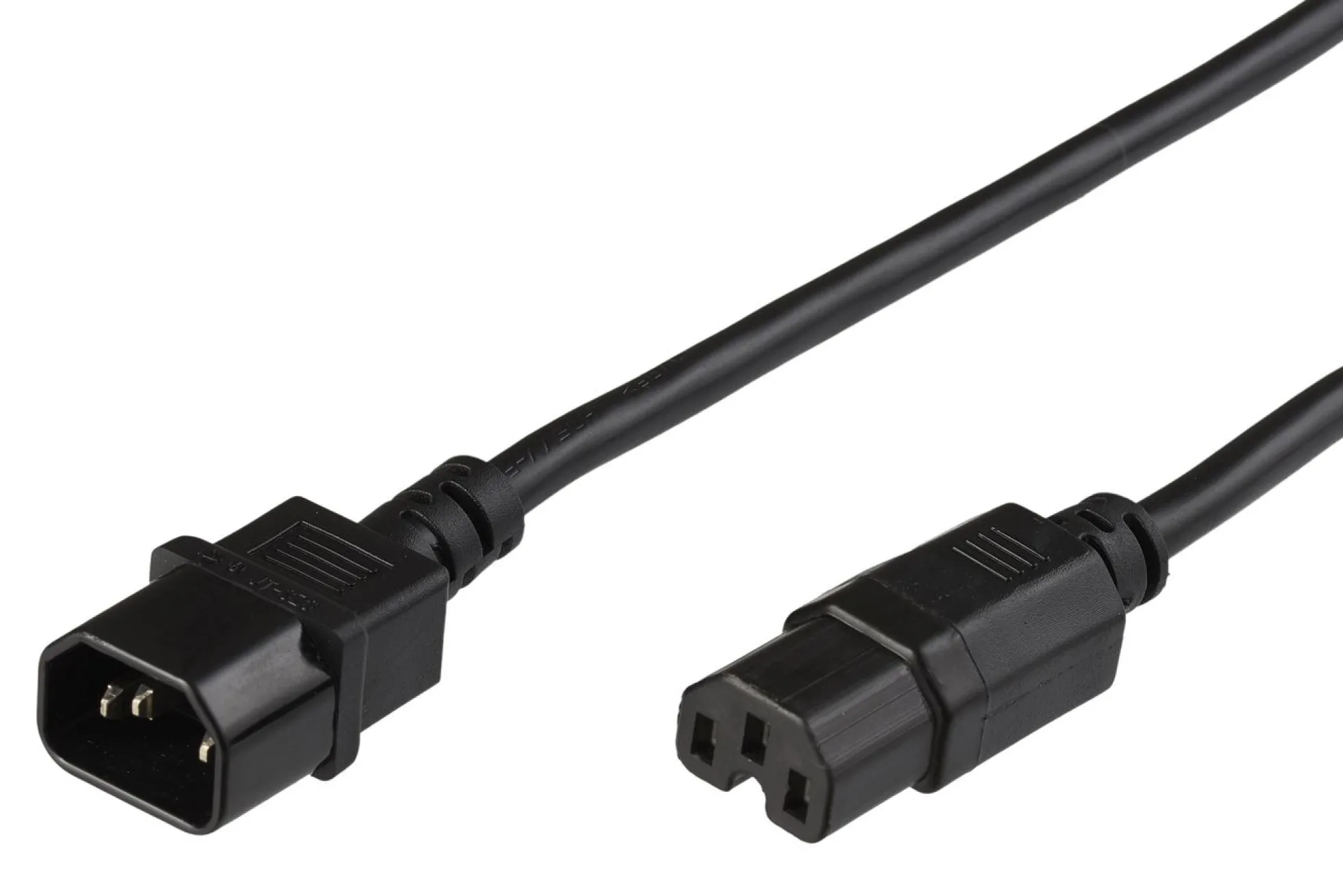 Jumperkabel C14 - C15, sort, H05VV-F3x1.5 mm² CU, han-hun - MicroConnect