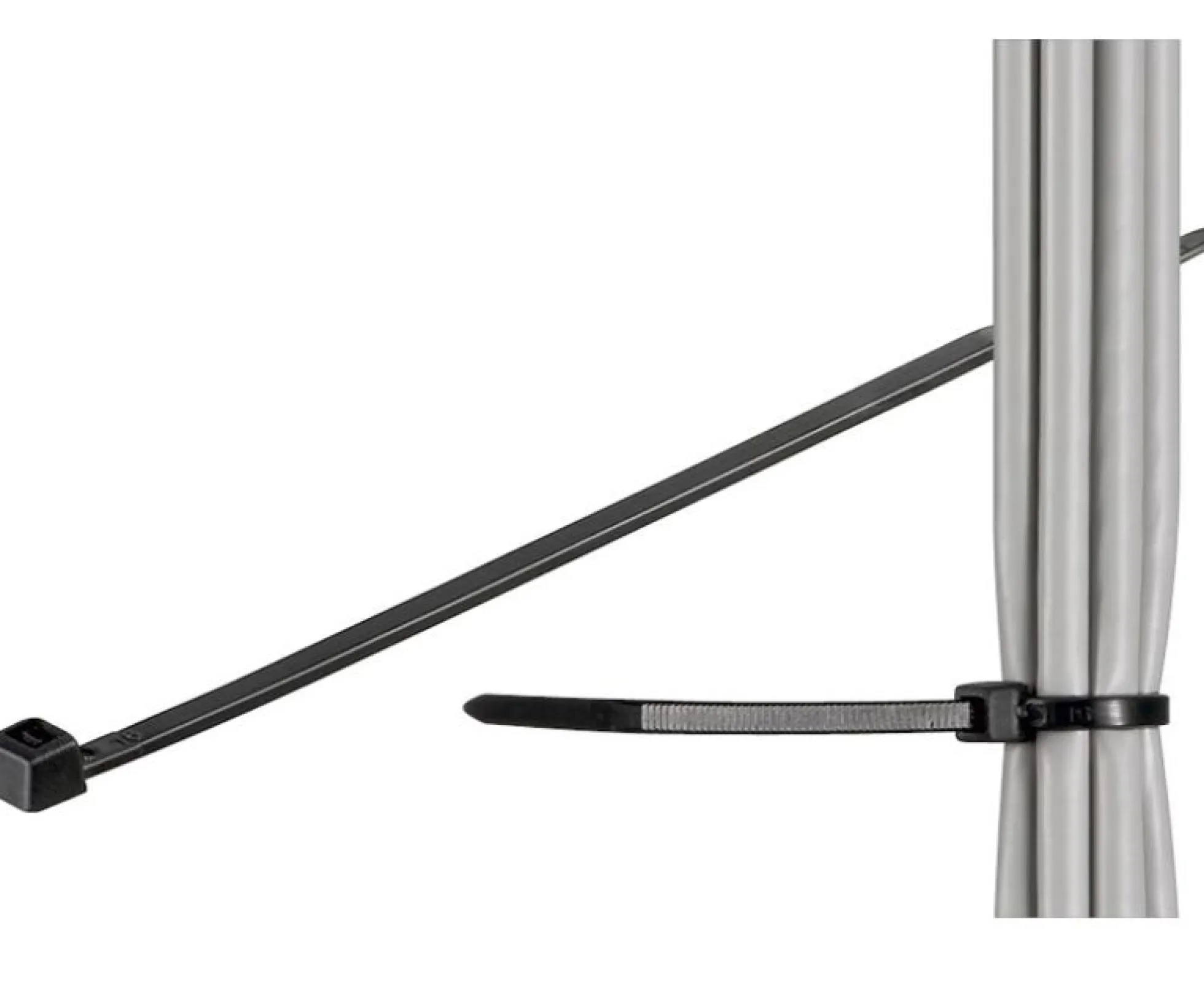 Kabelbinder, sort, 203 mm x 2,5 mm, 200 mm x 2,5 mm, UV-resistent, vejrbestandig, nylon, brudstyrke: 8,1 kg