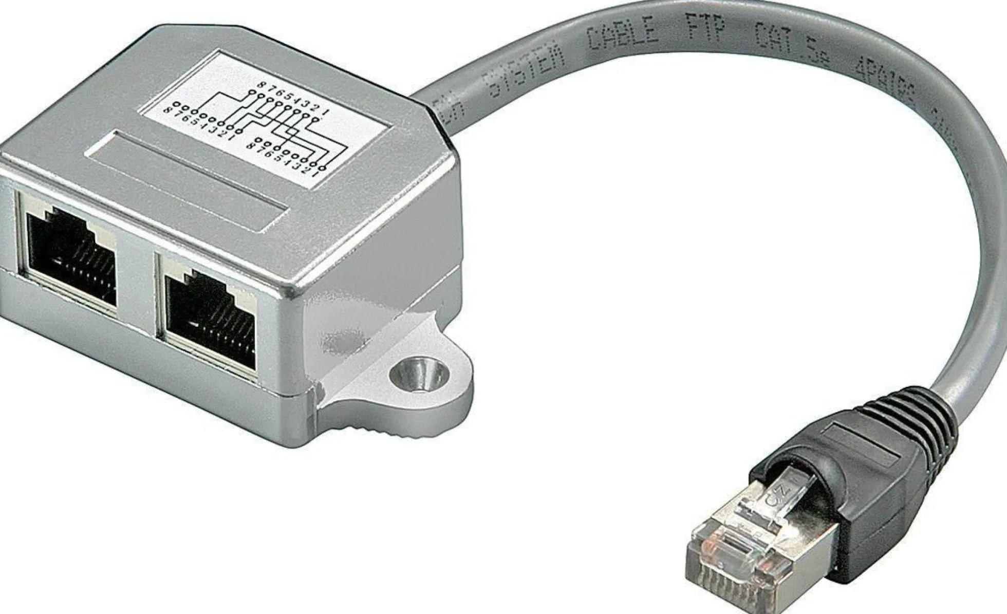 Kabel splitter, Y-adapter RJ45 til 2x RJ45 M/F, netværksfordeler, skærmet til 2x CAT 5 Ethernet - MicroConnect
