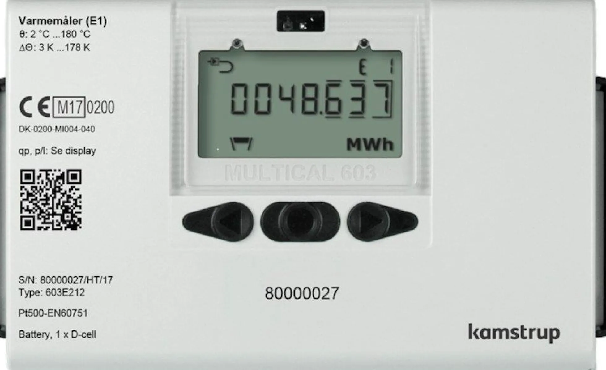 Kamstrup MULTICAL603 varmemåler, 260 mm x G1.1/4"B (R1") retur, 3,5 m3/h