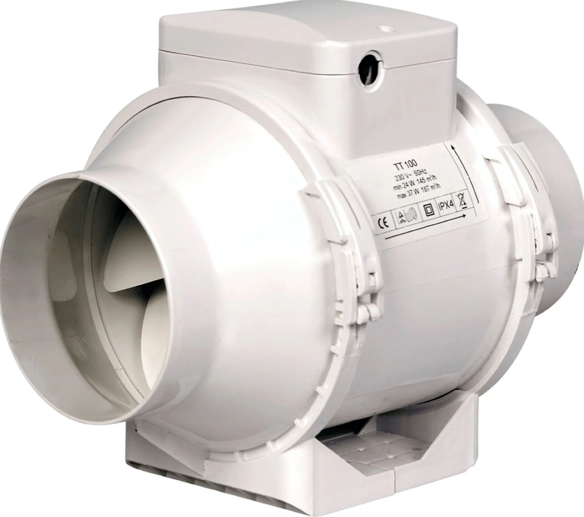 Kanalventilator EL 100 TT, Ø100 mm, hvid