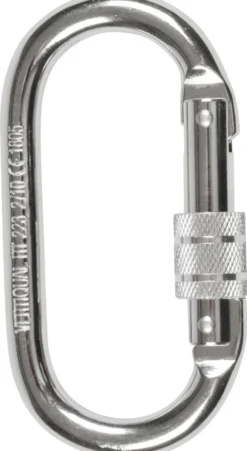 Karabinhage Comfort stål, skrue låsning, 18 mm åbning, 110 mm, 58 mm, EN362