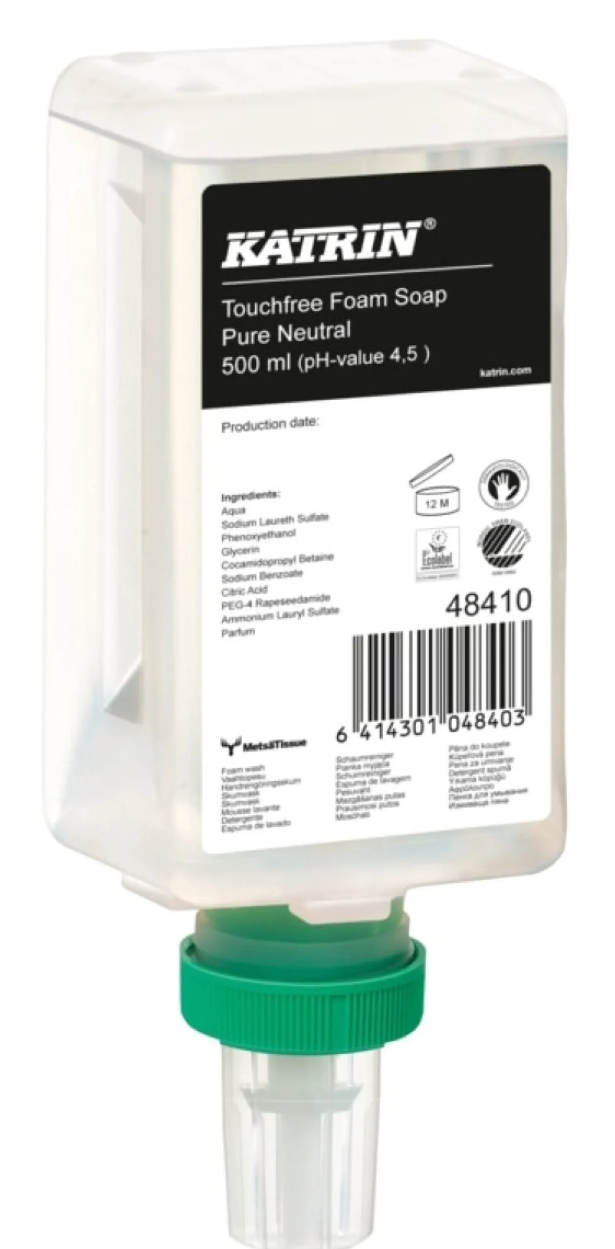 Katrin skumsæbe til dispenser, parfumefri, 500 ml