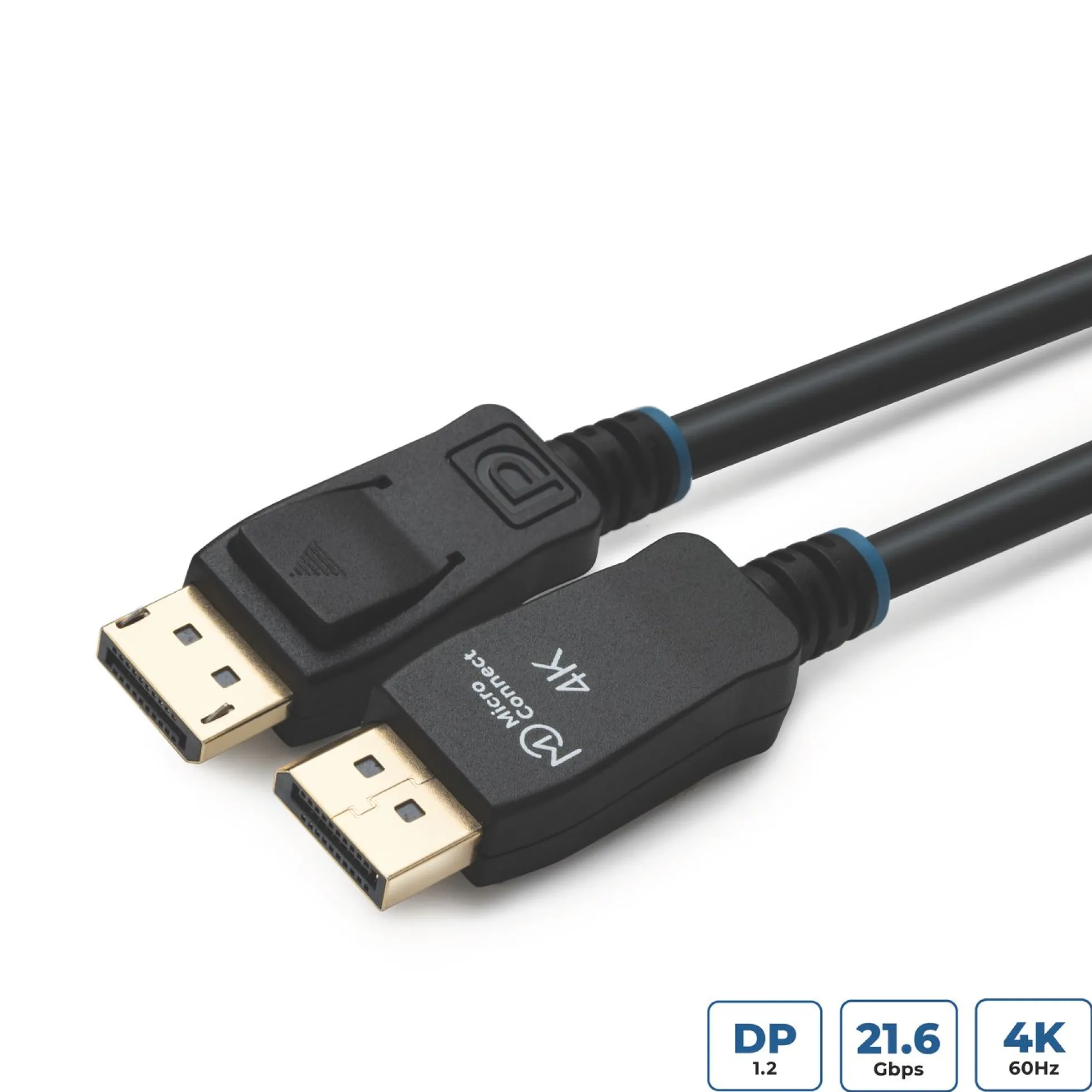 4K DisplayPort 1.2 kabel, sort, 4K*2K@60Hz, OD 6.0 mm, CU, forgyldte stik
