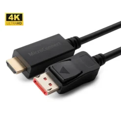 4K DisplayPort 1.4 til HDMI 2.0 kabel, understøtter 4K*2K@60Hz og 3D, sort, forgyldt, understøtter HDCP1.4
