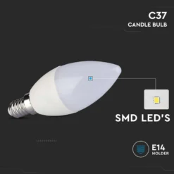 Kertepære E14 LED, 2,9W, 6500K, 250lm, RA80 - V-TAC