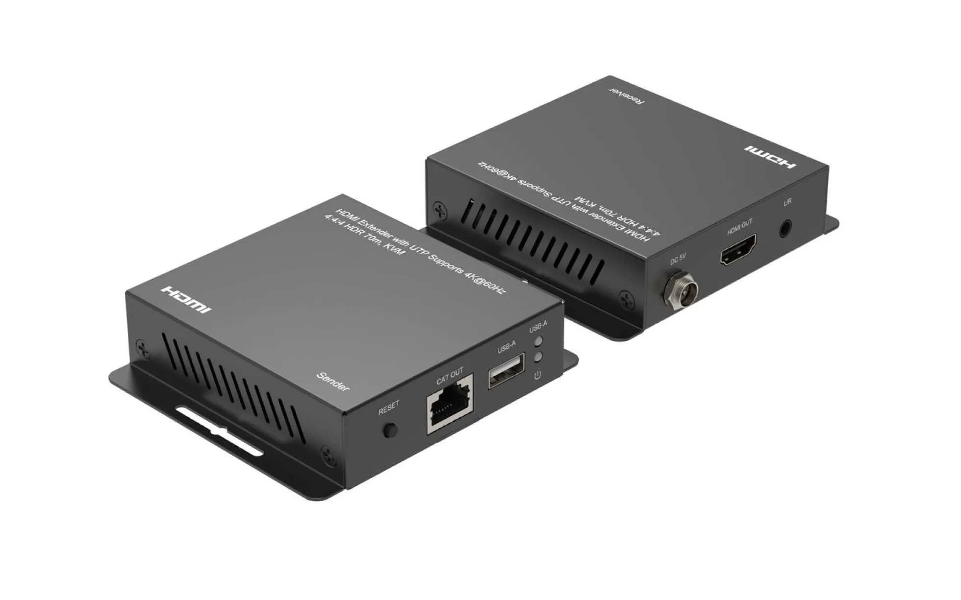 4K@60Hz HDMI extender, KVM-funktion over ethernet, 70 meter, 4:4:4 HDR, HDCP 2.2