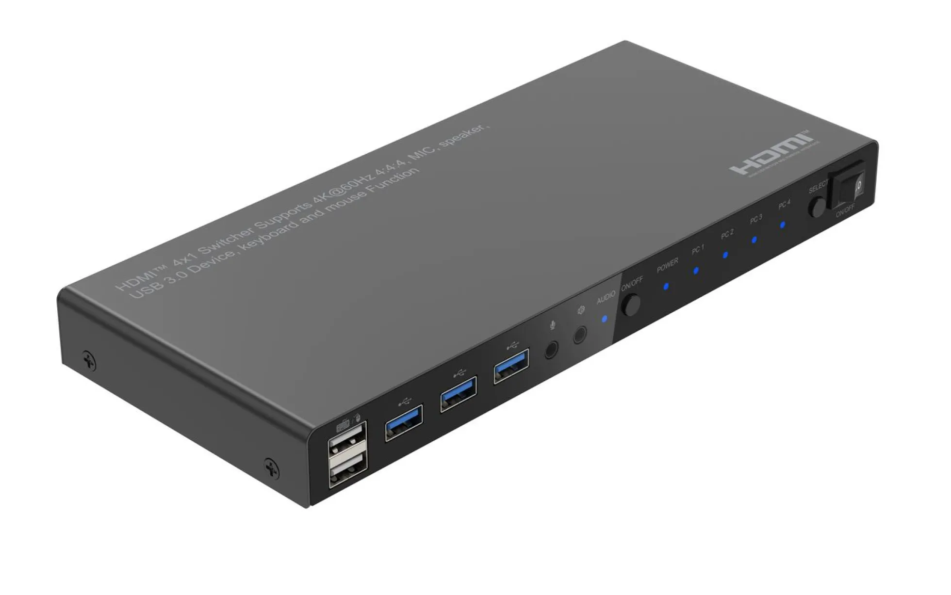 4K@60Hz HDMI KVM switch, 4x1 4:4:4, USB 3.0