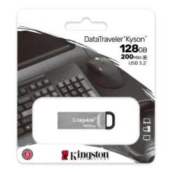 Kingston DataTraveler Kyson, 128 GB, USB 3.2 Gen 1, sølv