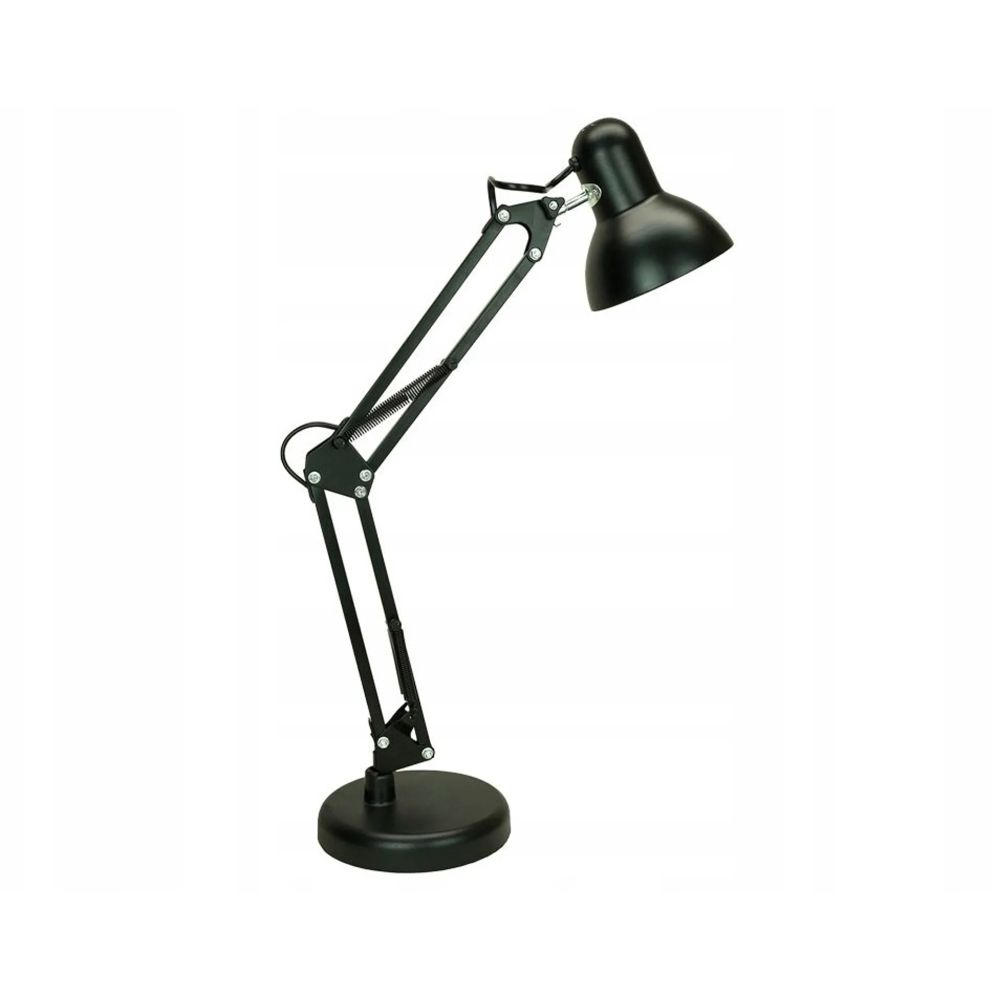 klassisk sort arkitektlampe, inkl. fod og bordklemme, E27 fatning, uden lyskilde
