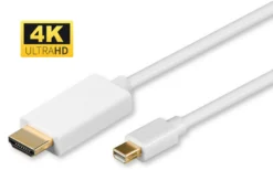 4K Mini DisplayPort til HDMI kabel, 3 meter, hvid, med lydoverførsel og forgyldte stik, opløsning 4K*2K@30Hz - MicroConnect
