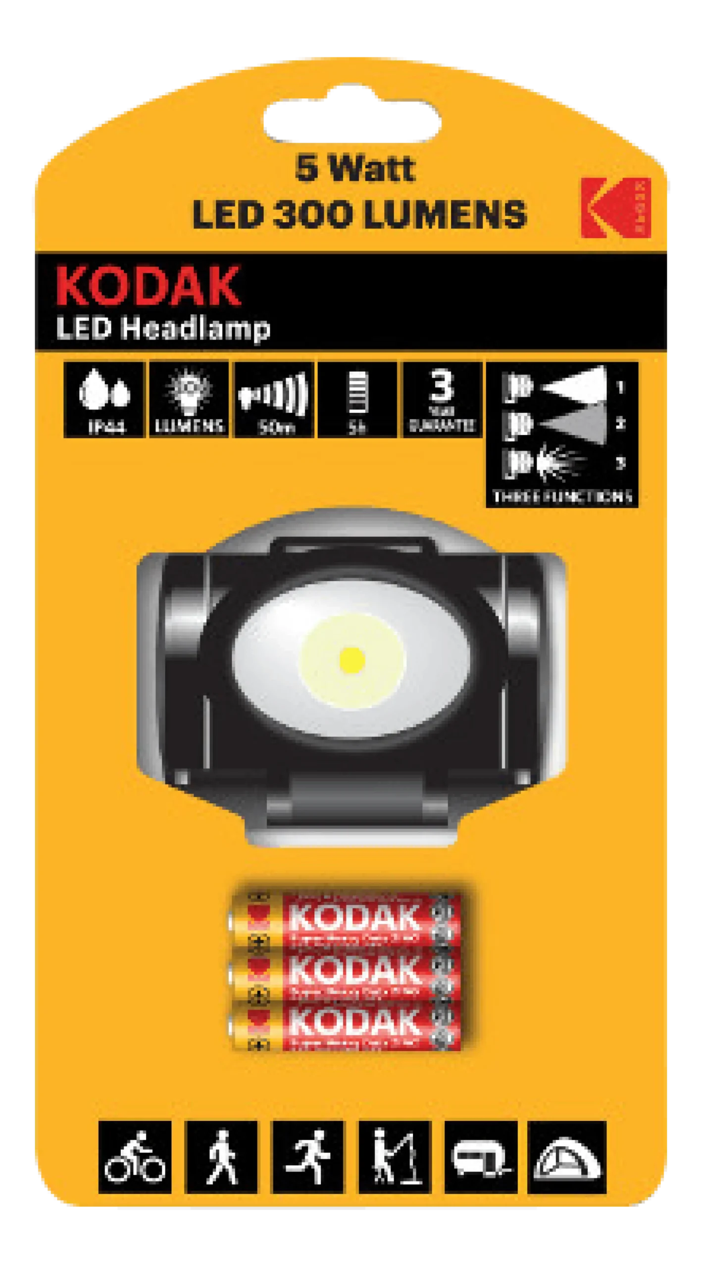 KODAK LED Headlamp 300lm incl.3xAAA