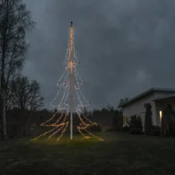 Konstsmide flagstangskæde, 5x136 LED, 19 meter, 2100-2300K, IP44